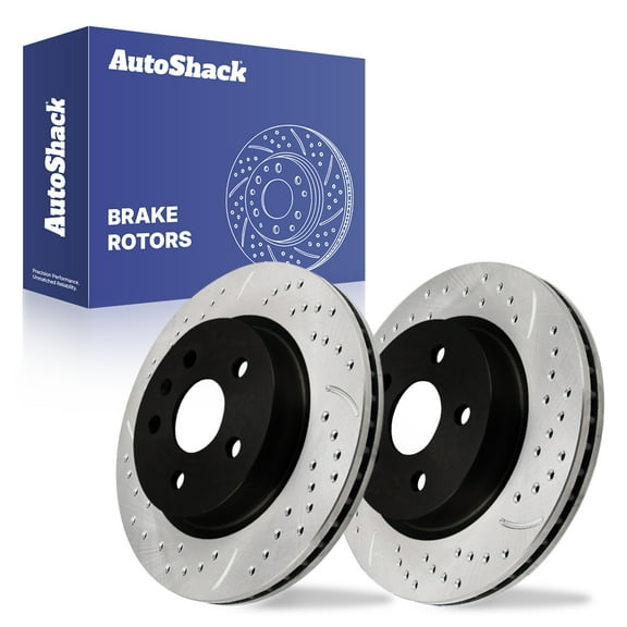 AutoShack Rear Vented Drilled & Slotted E-Coated Brake Rotors 2-PC Set Replacement for 2013-2016 Chevrolet Malibu 2014-2020 Chevrolet Impala 2010-2016 Buick LaCrosse ShadowGuard 12.4" (315 mm)