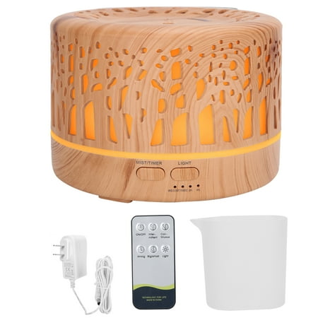 

OTVIAP Aroma Air Diffuser 700ml Hollow Wood Grain Humidifier Aroma Air Diffuser 7 Color Light Humidifier (110‑240V)