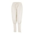 thumbnail image 4 of Men's Ankle Banded Pants Medieval Viking Navigator Pirate Costume Trousers Renaissance Gothic Pants (M, White), 4 of 4
