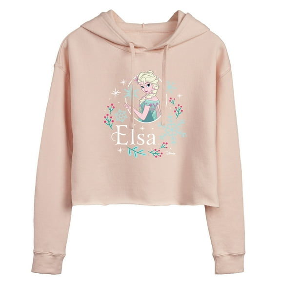 Frozen - Winter - Elsa & Snowflakes - Juniors Cropped Pullover Hoodie