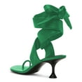 thumbnail image 2 of YDN Women Fashion Ring Toe Ankle Wrap Sandals Wide Strap Lace Up Low Heels Chic Party Dressy Summer Shoes Size 8.5 Green, 2 of 4