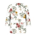 thumbnail image 4 of Ruimatai Women's Plus Size Floral Print V-Neck 3/4 Sleeve Blouse Loose Casual Comfortable Tunic Top, 4 of 5