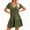 Army green, variant on Summer Women V Neck Flowy Babydoll Dresses Short Sleeve Swing Shift Loose Casual Mini Dress