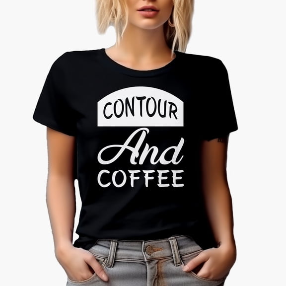 Contour and Coffee, Beauty Themed Merch Gift for Makeup Artist or Lovers, Cosmetologists & Beauticians, Black T-Shirt, Small