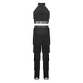thumbnail image 4 of TSSOE Girls Modern Jazz Dance Outfits Tiered Tassels Latin Cha Cha Salsa Dance Crop Top with Pants Set for Competitions Black 6, 4 of 7