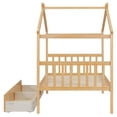 thumbnail image 4 of Bellemave House Bed with Drawers Twin Size Platform Bed with Storage Playhouse Design Wooden House Bed Frame With Headboard and Footboard for Teens, Natural Brown, 4 of 11