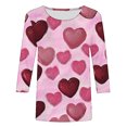 thumbnail image 5 of Womens Fashion Valentines Day Tshirts 3/4 Sleeve Crewneck Cute Heart Graphic Tee Holiday Tunic Tops, 5 of 5