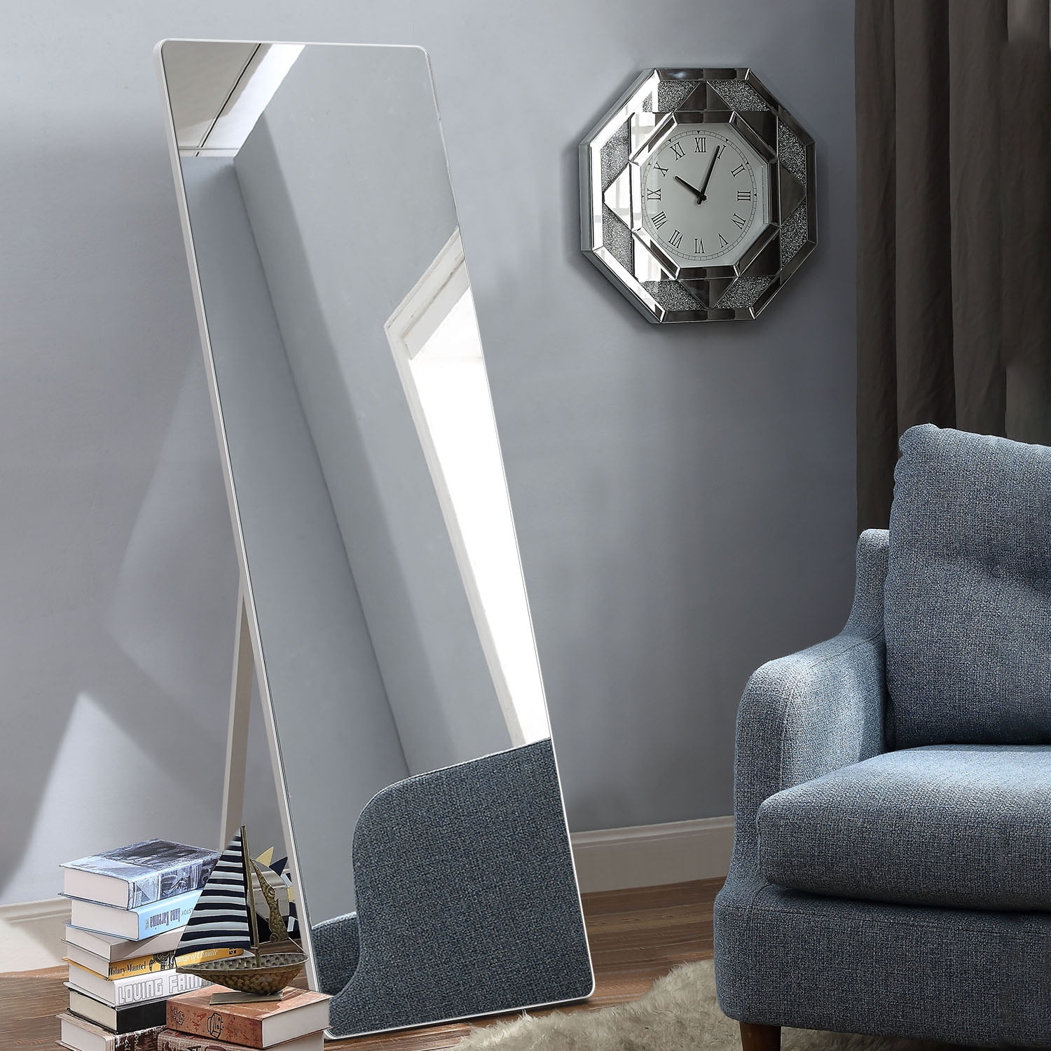 Neutype Full Length Mirror with Standing Holder Floor Mirror Large Wall Mounted Mirror Bedroom