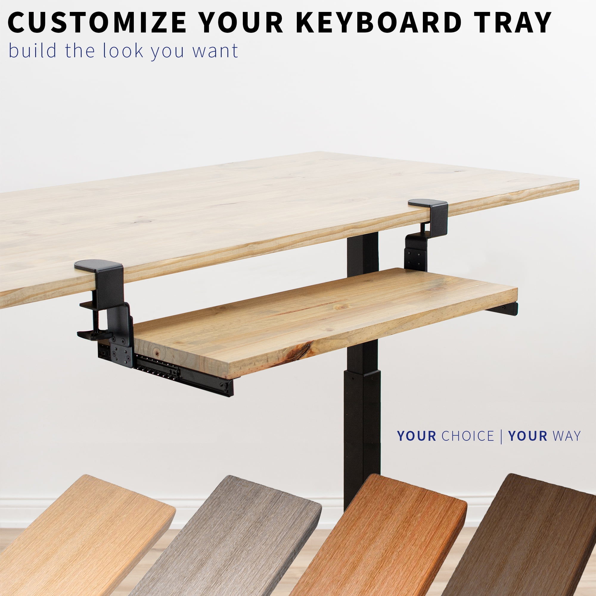 VIVO Height Adjustable Clamps & Rails for Custom Wood Keyboard Tray - Pack of 2