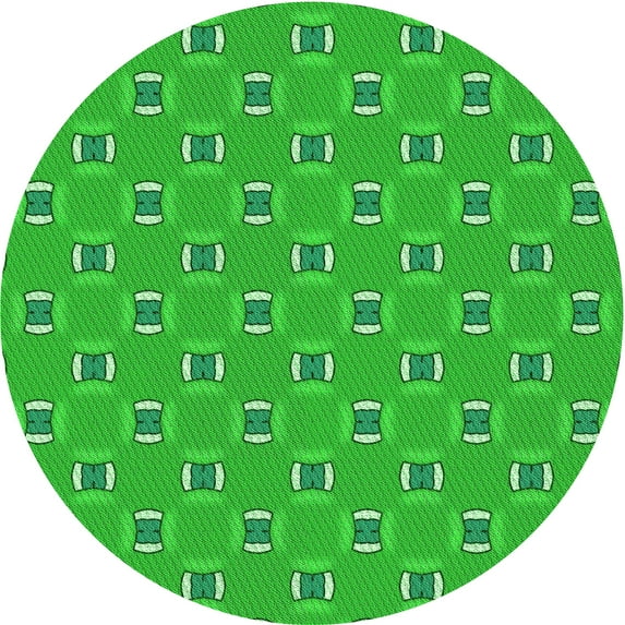 Ahgly Company Machine Washable Indoor Round Transitional Lime Green Area Rugs, 3' Round