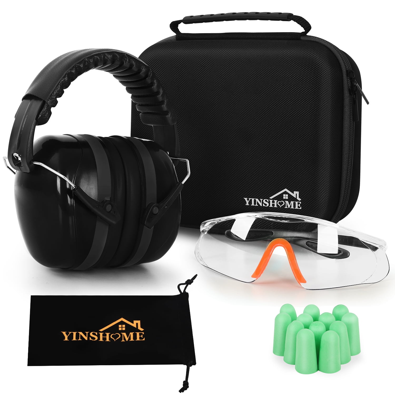 YINSHOME Shooting Ear Protection Earmuffs, Gun Safety Glasses, Earplugs
