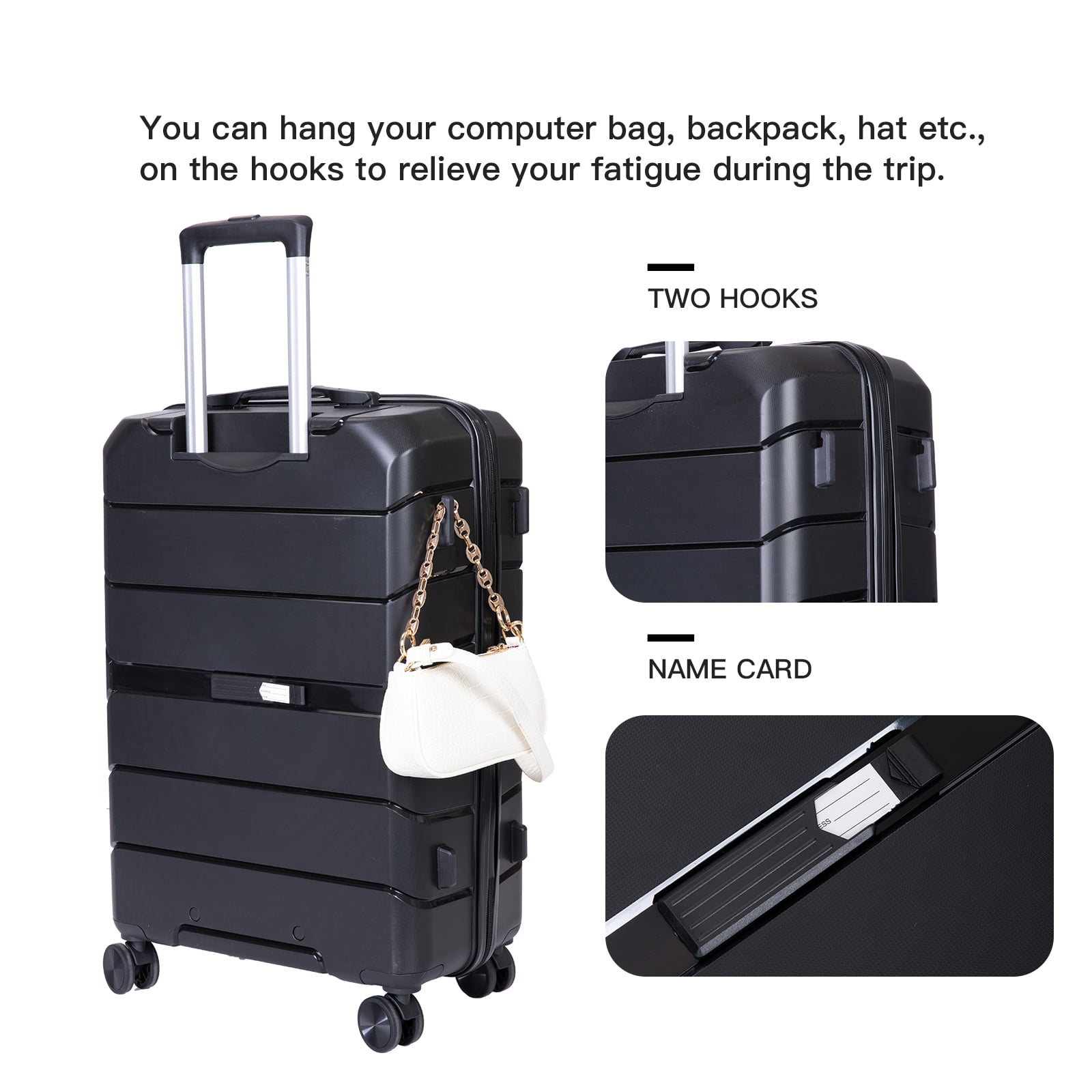 3 Piece Luggage Set, Travelhouse Hardside Suitcase Set with TSA 