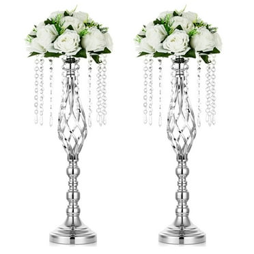 Efavormart 12" Metallic Silver Floating Candle Pedestal Bowl Flower Pot ...