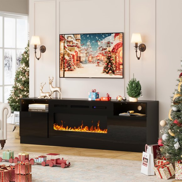 EDTara 70 Inch Entertainment Center, Modern TV Stand with 36 Inch Fireplace, 12 Adjustable Flame Colors for Living Room