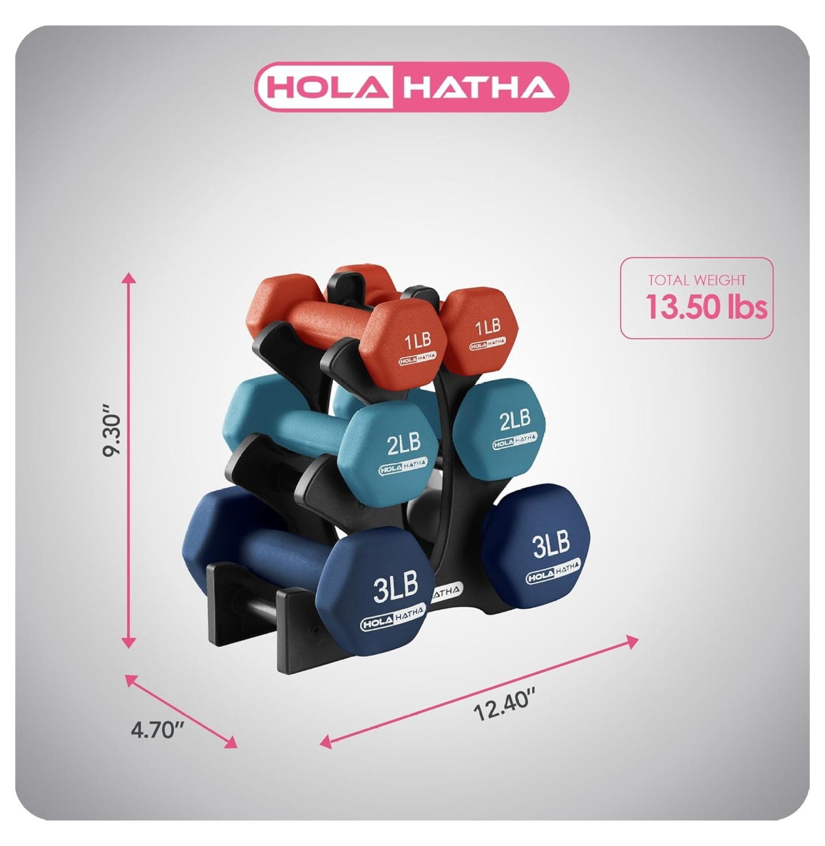 Neoprene Dumbbell Free Hand Weight Set with Rack, Ideal for Home Exercises to Tone and Definition