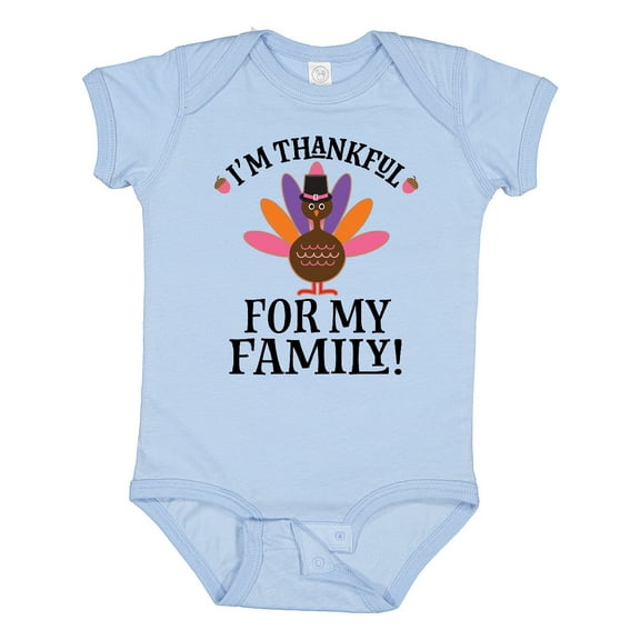Inktastic Thanksgiving Girl Turkey Thankful For Family Girls Baby Bodysuit