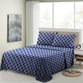 thumbnail image 7 of Lux Decor Collection Quatrefoil Bed Sheet Set (Queen, Navy Blue), (4 Piece) Deep Pocket 1800 Series Microfiber Bed Sheet Set Contains 1 Fitted Bed Sheet, 1 Flat Sheet, 2 Pillow Cases., 7 of 7