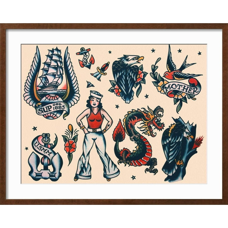 Art.com Vintage Sailor Tattoo Flash by Norman Collins, aka