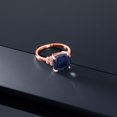 thumbnail image 4 of Gem Stone King 18K Rose Gold Plated Silver Blue Sapphire Engagement Ring for Women | 4.89 Cttw | Cushion 10MM | Gemstone September Birthstone | Size 6, 4 of 5