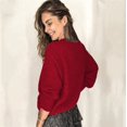 thumbnail image 7 of XIYON Sweaters for Women Lace V Neck Sweater Elegant Long Sleeve Solid Color Pullover Tops Fall Fashion Outfits, 7 of 7