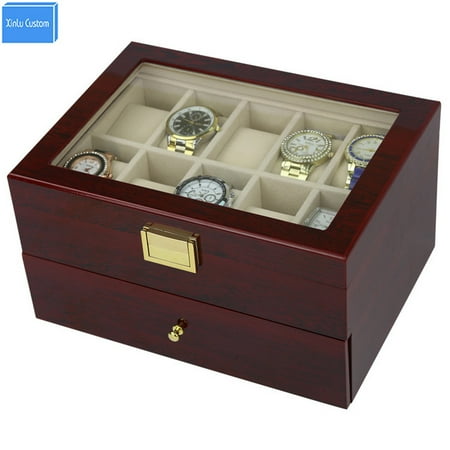CYBER MONDAY DEALS 20 Grids Elegant Wood Wrist Watch Display Case Jewelry Accessories Collection Storage Holder Gift Box Organizer