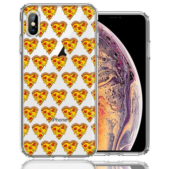 MUNDAZE For Apple iPhone XS/X Pizza Hearts Polka dots Design Double Layer Phone Case Cover