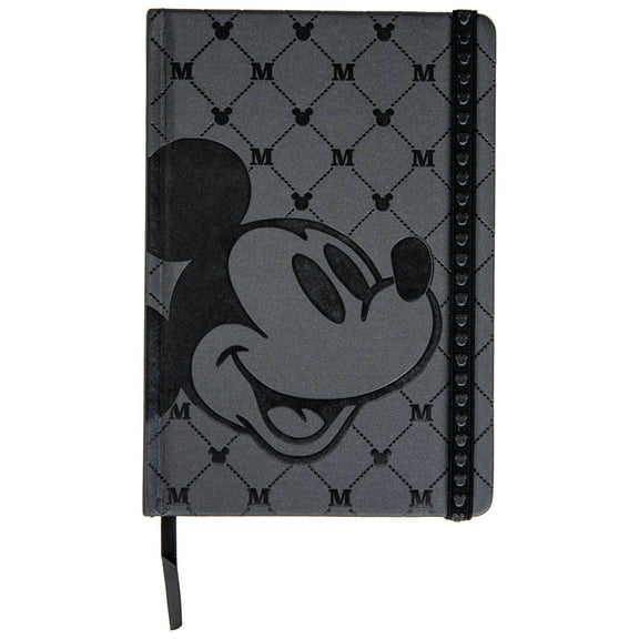 Disney Mickey Mouse Black Deluxe Journal  Multicolor Hardcover Notebook with 120 Ruled Pages, Elastic Closure and Ribbon Bookmark