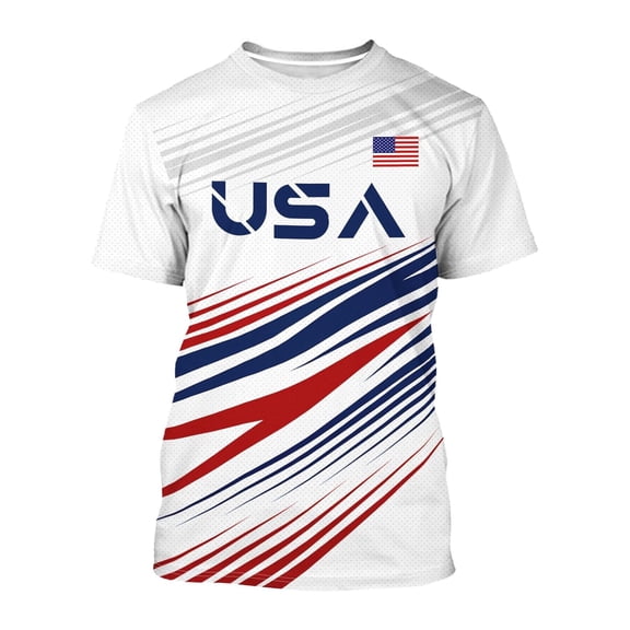 RTKFRFLM Kids USA Patriotic Printed Graphic T-Shirt Short Sleeve Active Athletic Sports Tee Summer Team Tops Outfits for Boys Girls