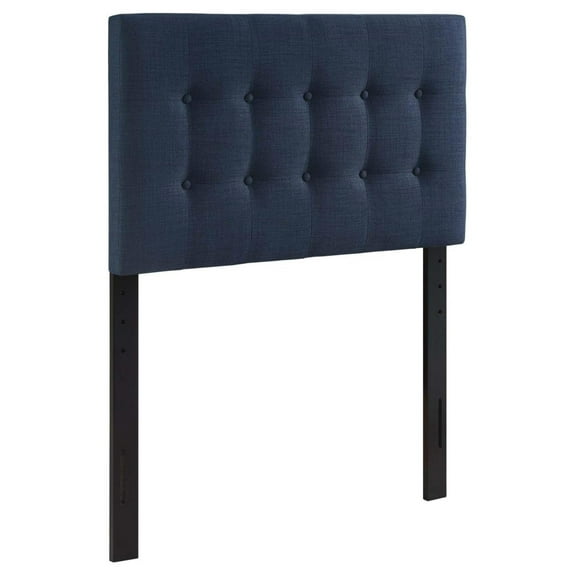 Luwei Emily Tufted Button Linen Fabric Upholstered Headboard in Navy