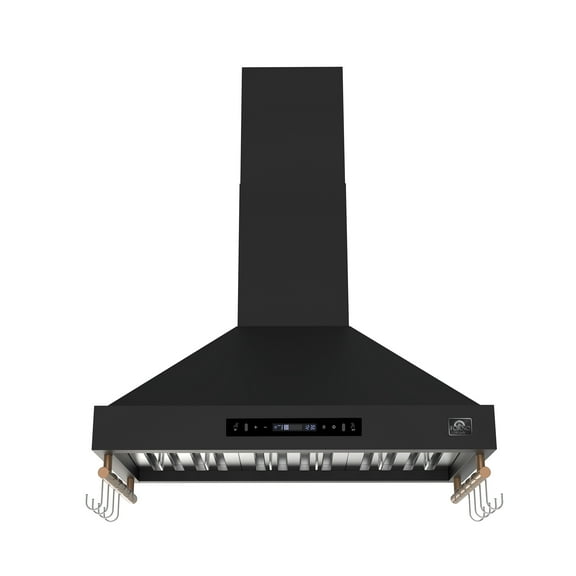 Forno Venezia 36 Inch Wall-Mounted Range Hood in Black with Touch Controls and Baffle Filters