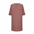 thumbnail image 4 of QYZEU Summer Dresses for Women 2024 Petite V Neck Retro Solid Color 3/4 Sleeve Midi Dress A Line Tee Shirt Dress Flowy Lightweight Breathable Comfortable Dresses Pink S, 4 of 5