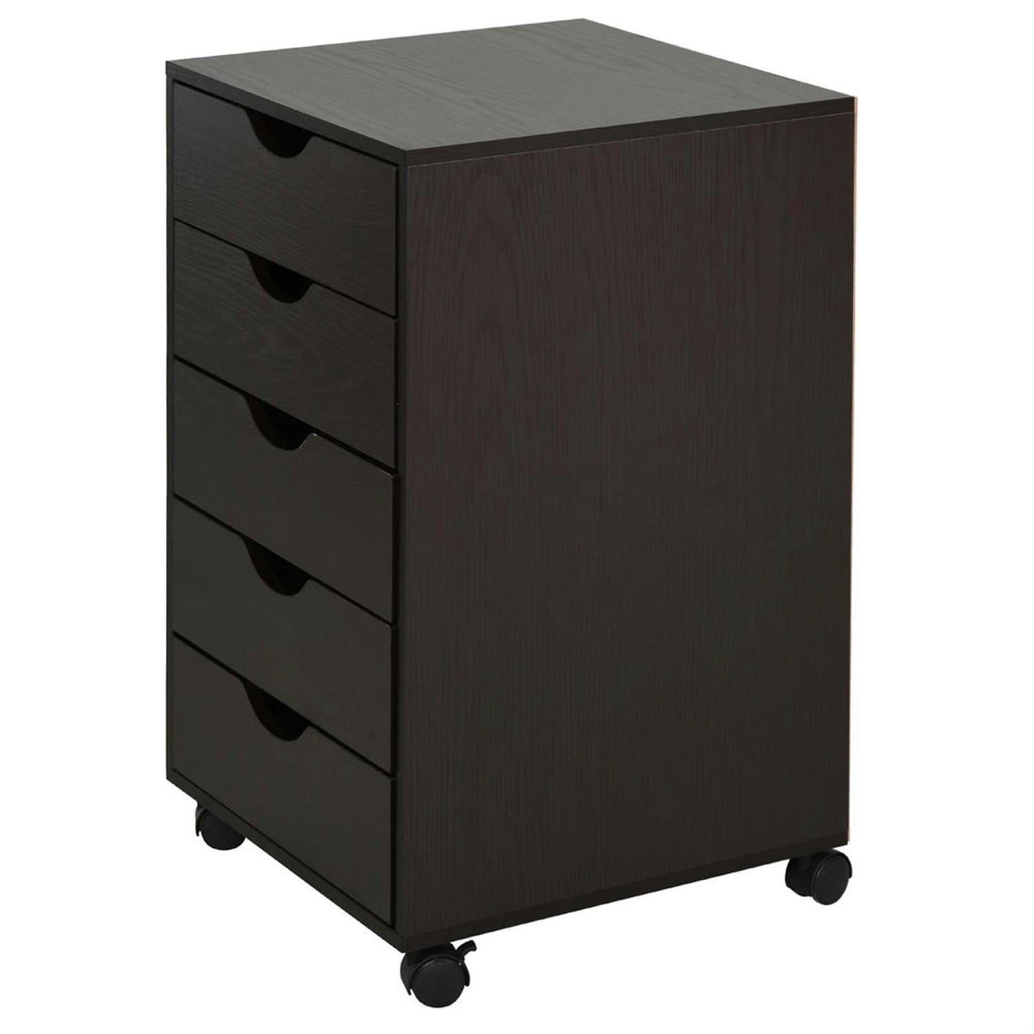 Demi Bonn Rolling Filing Cabinet with Castors, Modern 5 Drawer File Cabinet for Home Office, Printer Stand, Brown