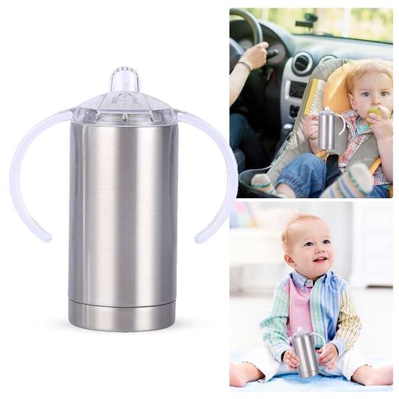 Stainless Steel Sippy Cup 12 Oz, Insulated Tumbler With Handles 6.69 X 5.9 Inches, Straw Cup For Travel And Daily Use,17Cm