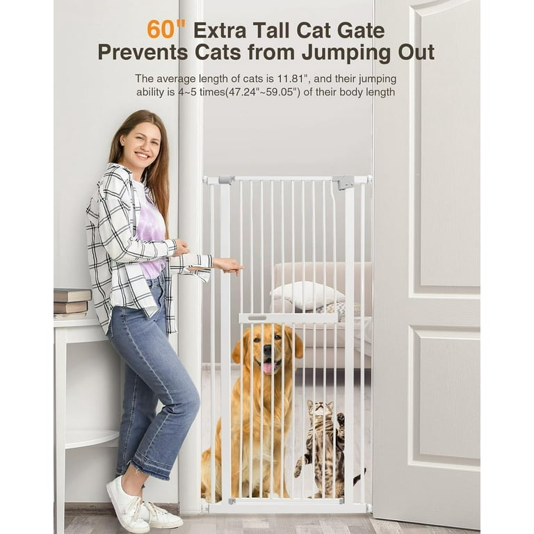 Pet Gate 60 Extra Tall Cat Gate for Doorway Superior Wide and Auto Close Pet Safety Gate No Drilling Pressure Mount Kit Extra Tall Cat Safety Gate for Doorways Stairs Kitchen 33 36