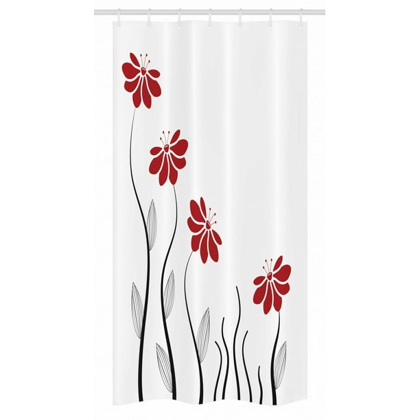 Flower Stall Shower Curtain Fl Petals With Striped Leaves And Lines Modern Style Geometrical Design Print Fabric Bathroom Set Hooks 36w X 72l Inches Long Red Black By Ambesonne Flower Stall Shower Curtain Fl, Single Stall Shower Curtain 36 X 72 Cm