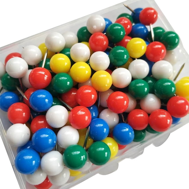 CSChome Épingles à Carte Multicolores - 100 Pcs Tête Ronde en Acier Inoxydable