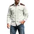 thumbnail image 2 of thefmos Men's Plus Size Long Sleeve Corduroy Shacket Fall Winter Casual Button Down Shirt Classic Collared Work Outfits Tops, White XL, 2 of 9