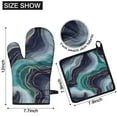 thumbnail image 6 of Blue Green Gold Marble Pattern Kitchen Oven Mitt and Pot Holder Sets 4 Pcs for Baking, Cooking and Grilling, Heat Resistant Up To 392 °F, 6 of 7