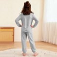 thumbnail image 6 of Cethrio Girls 2 Piece Pajama Sets, Crew Neck Comfy Long Sleeve Girls' Sleepwear Loungewear Gray Size 7-8, 6 of 7