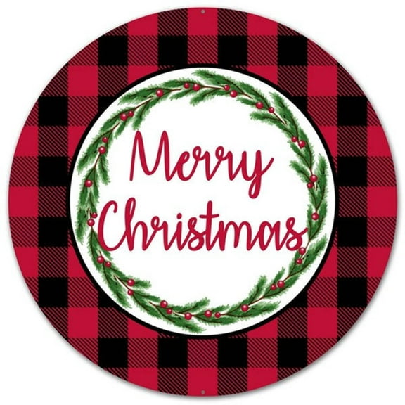 12" Dia Merry Christmas / Buffalo plaid