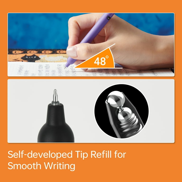 KACO POPUP Gel Pens - 6 Black Ink Pens + 6 Refills | 0.5mm Tip, Quick-Drying & Smudge-Proof For Journaling