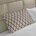 thumbnail image 2 of Mardi Gras Knitted Quilt Pillowcover, Classical Diamond Line Rhombus Pattern in Traditional Carnival Colors, Standard King Size Pillow Cover for Bedroom, 36" x 20", Purple Yellow Green, by Ambesonne, 2 of 2