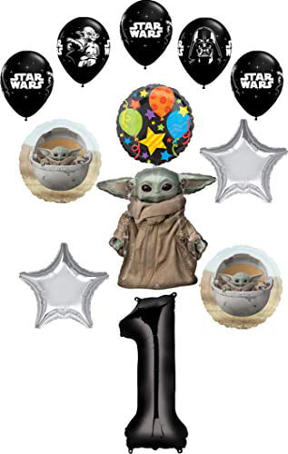 Baby Yoda Birthday Balloon set for multiple ages UK Stock 