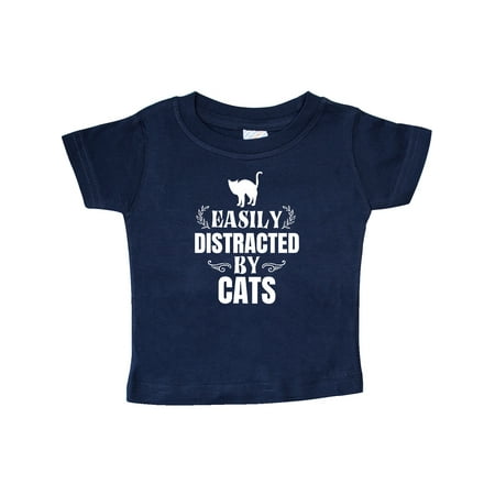

Inktastic Easily Distracted by Cats Gift Baby Boy or Baby Girl T-Shirt