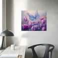 thumbnail image 3 of Shiartex Floral Wall Art Decor Purple Blooming Flower Pictures Prints on Canvas for Living Room Abstract Painting Decor for Bedroom Bathroom Butterfly Artwork for Home , Ready to Hang 20x16/16x12 in, 3 of 4