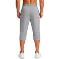 thumbnail image 3 of Timoontee Mens Casual Style Athletic Fit Drawstring Waist Elastic Waist Capri Pants Drawstring Closure Zipper Pockets Gray XXXL, 3 of 6