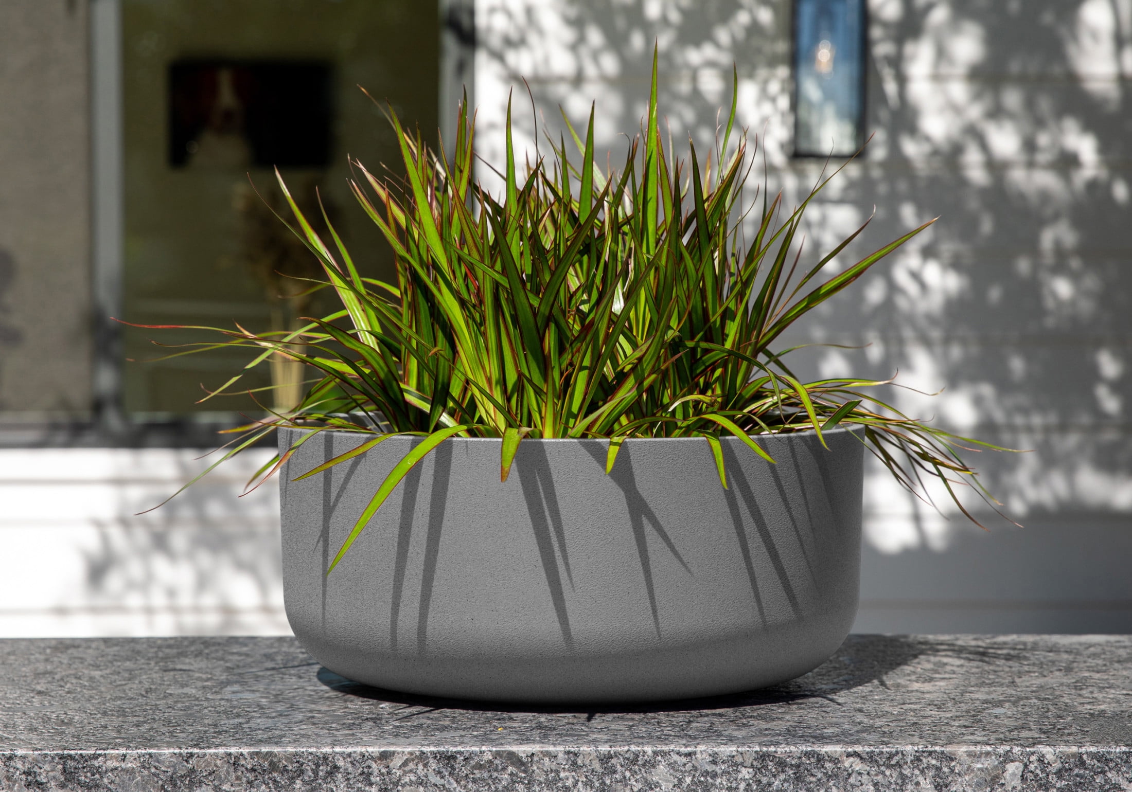 Veradek Mason Series Kona Bowl 14" Plastic-Stone Planter 2-Pack Gray