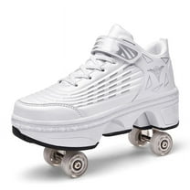 Boys Girls 2-in-1 Roller Skates & Sneakers Unisex Retractable Wheels Outdoor Fun & Fitness Kick Roller Shoes Children Best Gift