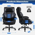 thumbnail image 3 of JONPONY Leather Office Chair, Big and Tall 500lbs Ergonomic Desk Chairs with Back Support, Executive Leather Chair with Wheels for Home Office, with Adjustable Padded Armrest & Lumbar Support , Black, 3 of 10