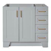 Ariel Taylor 36 In. Left Offset Single Sink Base Cabinet In Grey